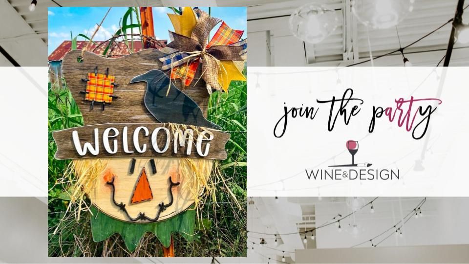 NEW! Scarecrow Welcome Door Hanger | Wine & Design