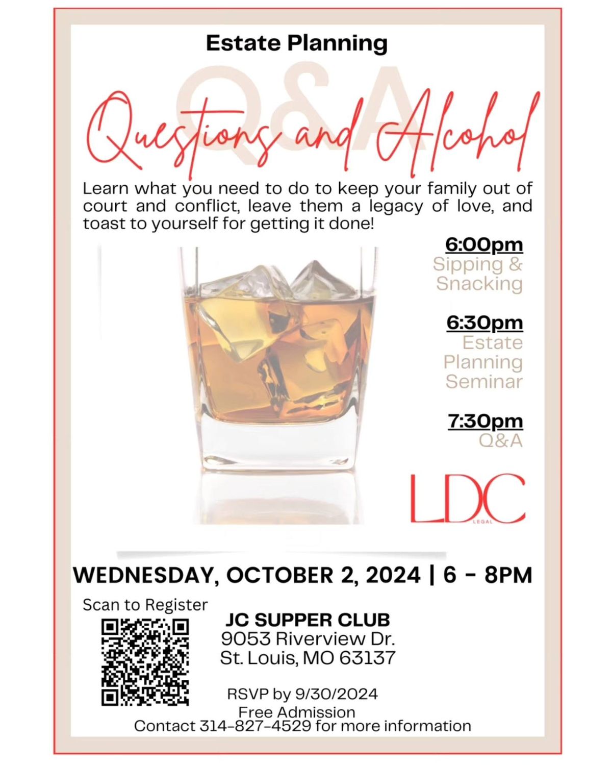 Questions & Alcohol: Whiskey Tasting + Estate Planning Seminar