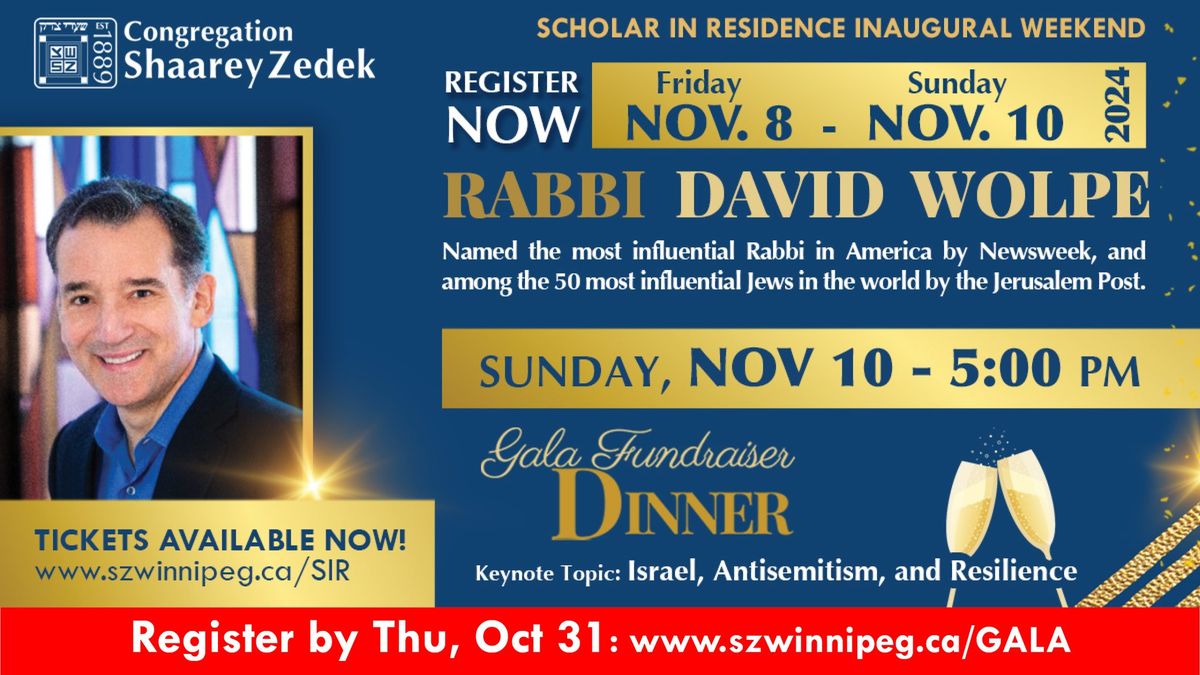 Gala Fundraiser Dinner, Scholar-in-Residence Rabbi David Wolpe 