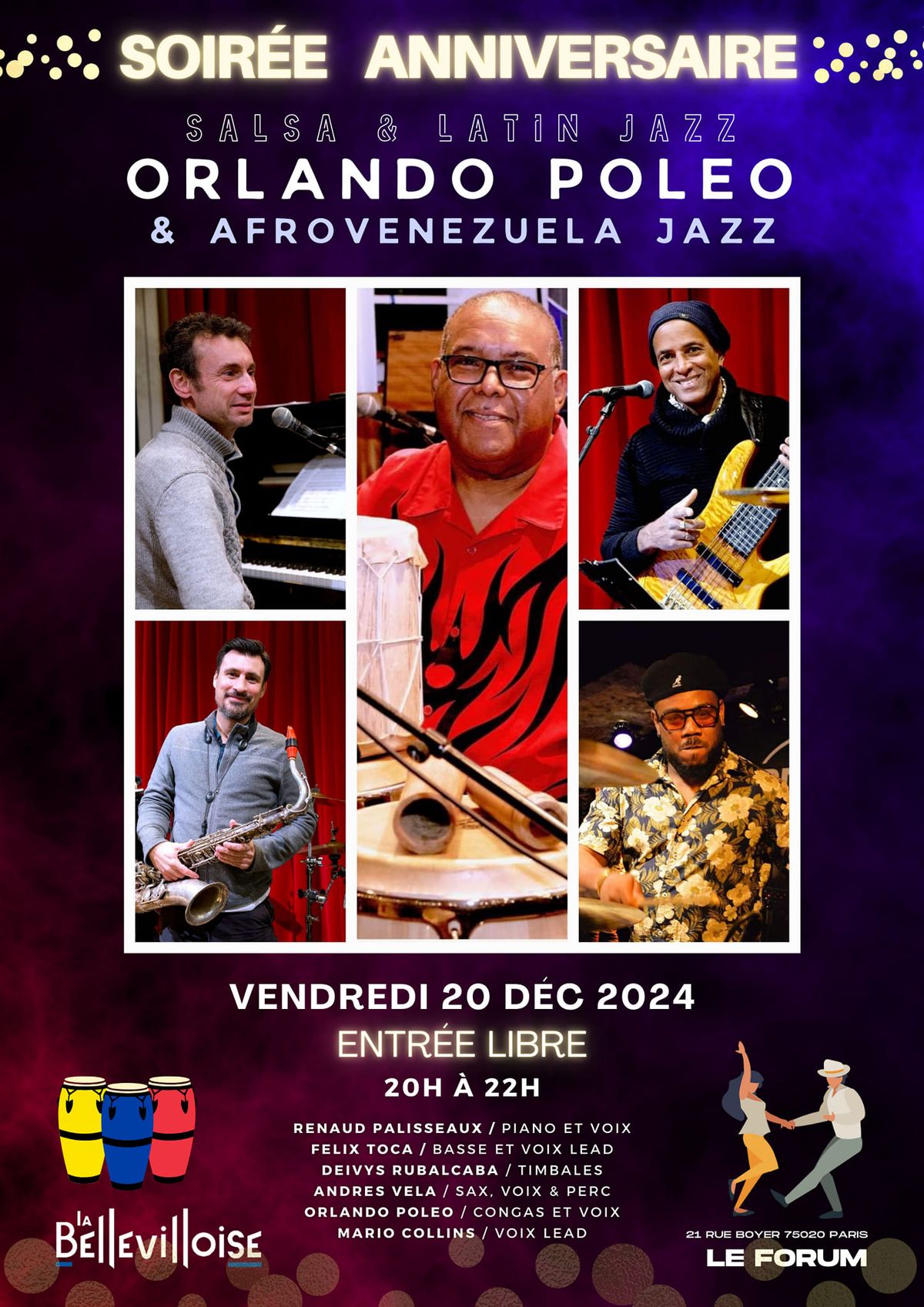 Concert le 20-12-24 Avec Orlando Poleo & Afrovenezuela Jazz A La Bellevilloise 