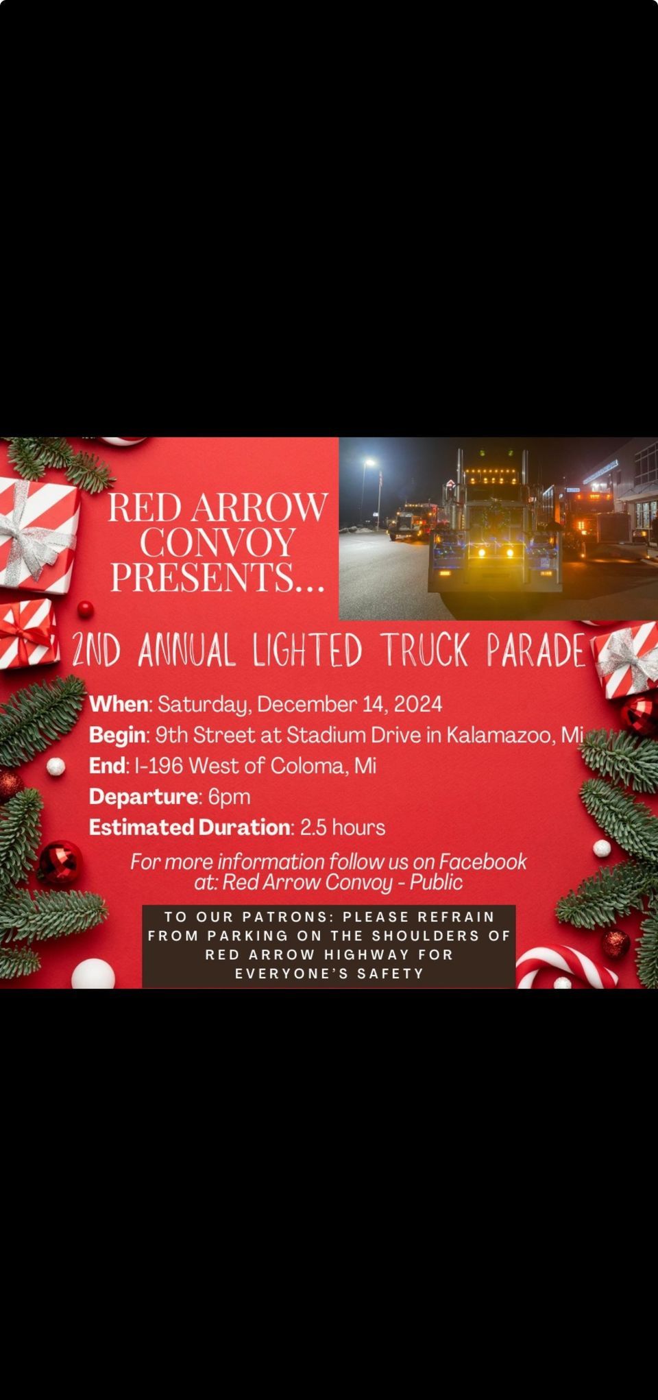 Red Arrow Convoy\u2019s 2nd Annual Lighted Truck Parade