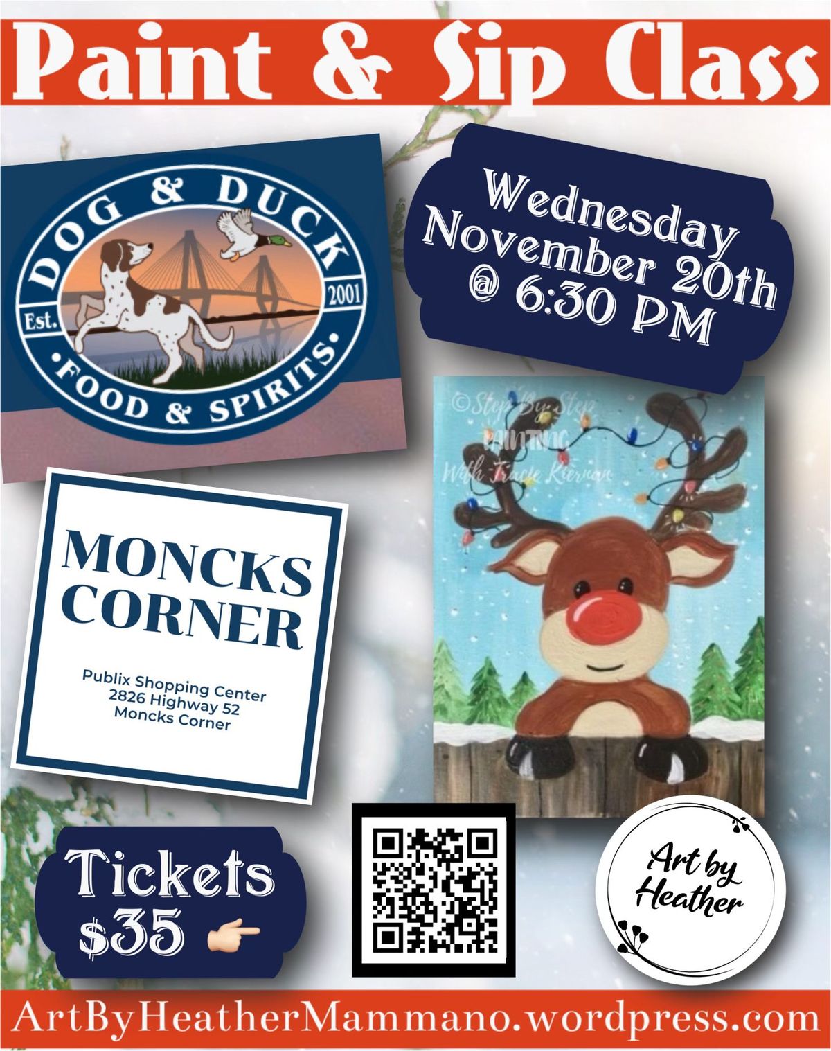 Holiday Paint & Sip Class - Reindeer \ud83c\udfa8\ud83c\udf77