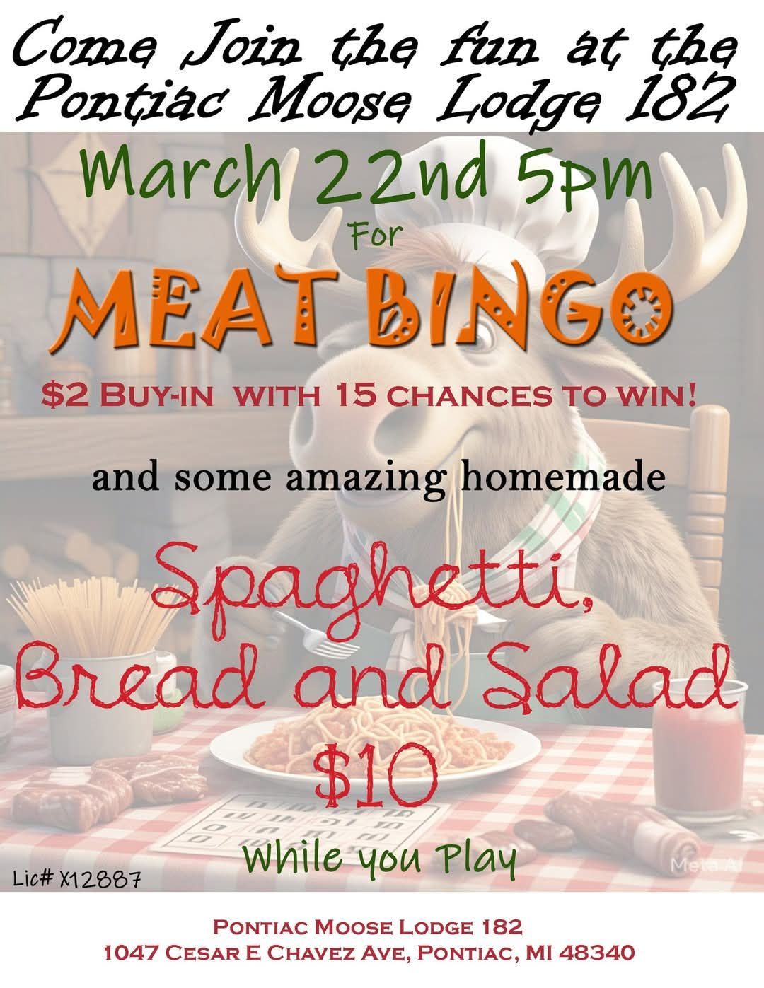 Spaghetti dinner and meat bingo