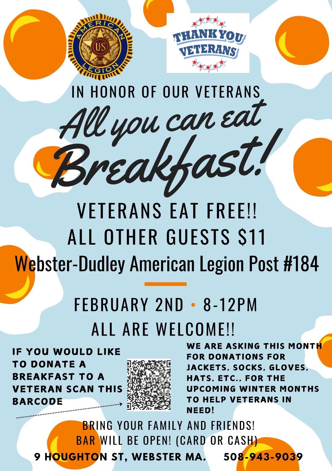 All you can eat Veterans Breakfast!