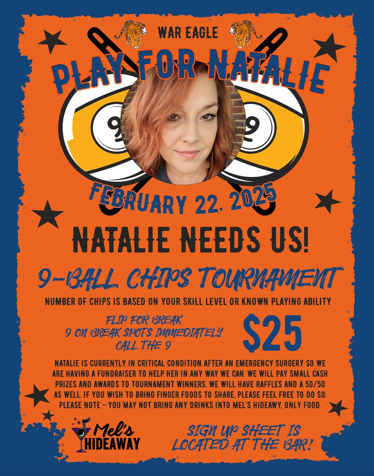 Play for Natalie - in place of Mel's Monthly - 9-Ball Chips Tournament