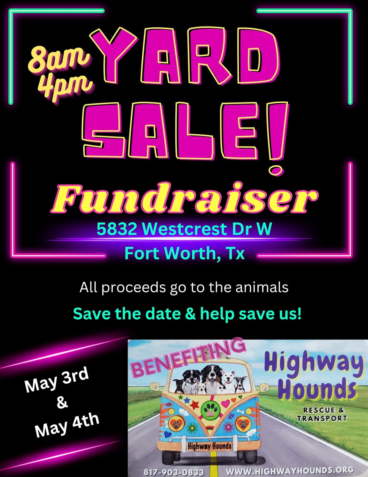 highway Hounds Rescue annual yard sale fundraiser 