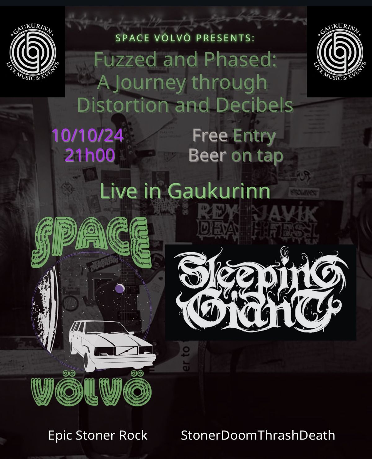 Space V\u00f6lv\u00f6 + Sleeping Giant Live@Gaukurinn