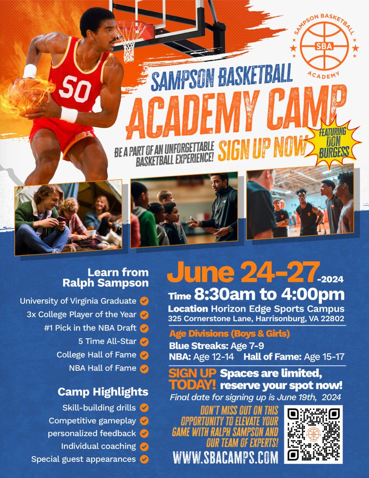 Sampson Basketball Academy Camp at Horizon's Edge