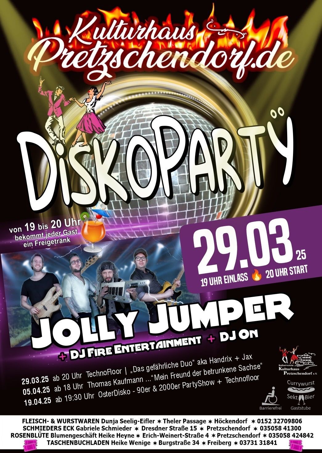 DiskoParty mit Jolly Jumper & DJ Party Team am 29.03.2025 im Kulturhaus Pretzschendorf 