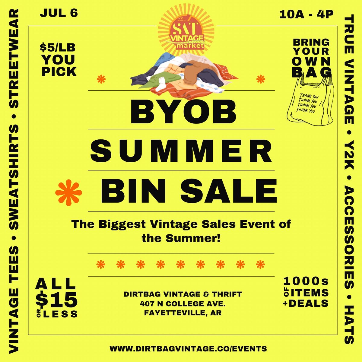 Second Saturday Vintage $15 and Under Fill a Bag BIN Sale Market