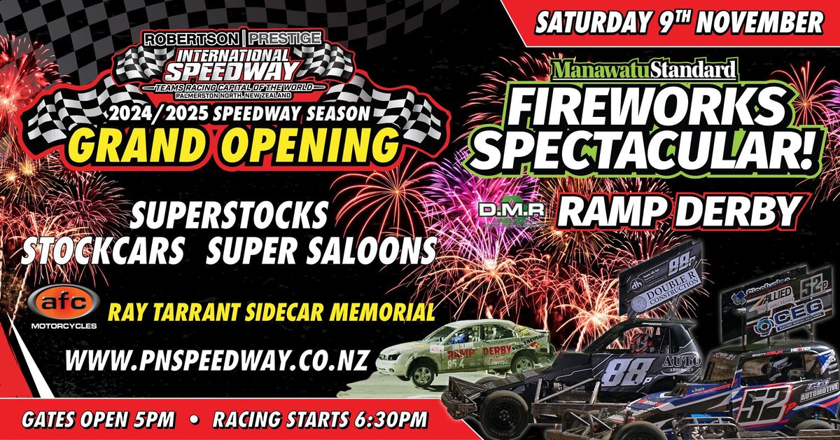 Grand Opening + Manawatu Standard Fireworks Spectacular + DMR Metal Recyclers Ramp Derby