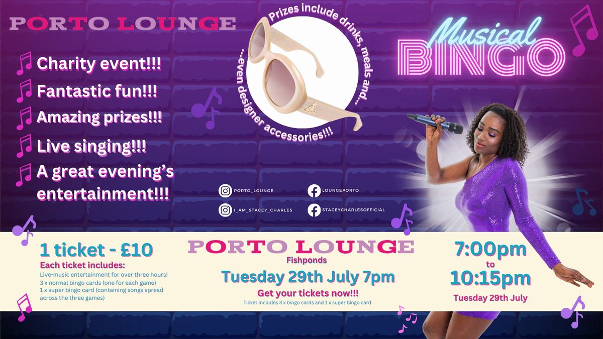 Midweek Musical Bingo at Porto Lounge (Fishponds, Bristol) - Tuesday 29th July 7pm