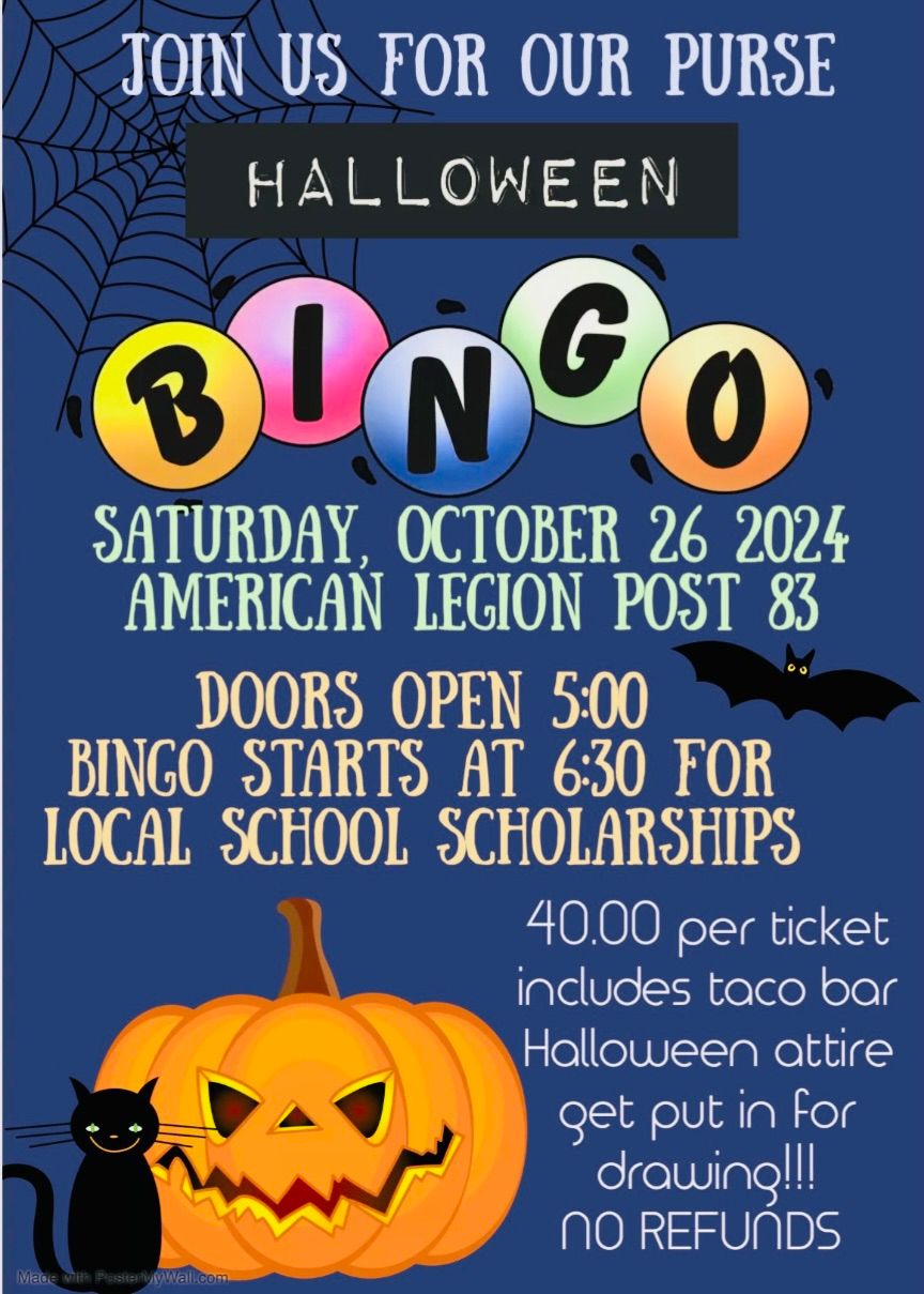 Sandusky American Legion Post 83 auxiliary Halloween purse bingo party