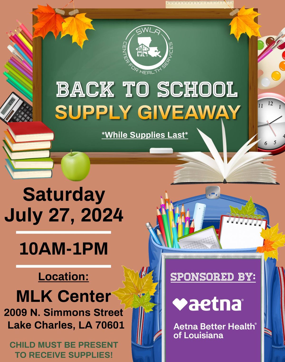 Back to School Supply Giveaway Event- Lake Charles