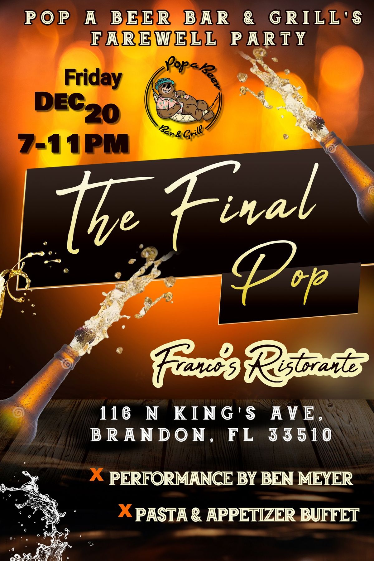 Pop A Beer's Farewell Party @ Franco's Ristorante