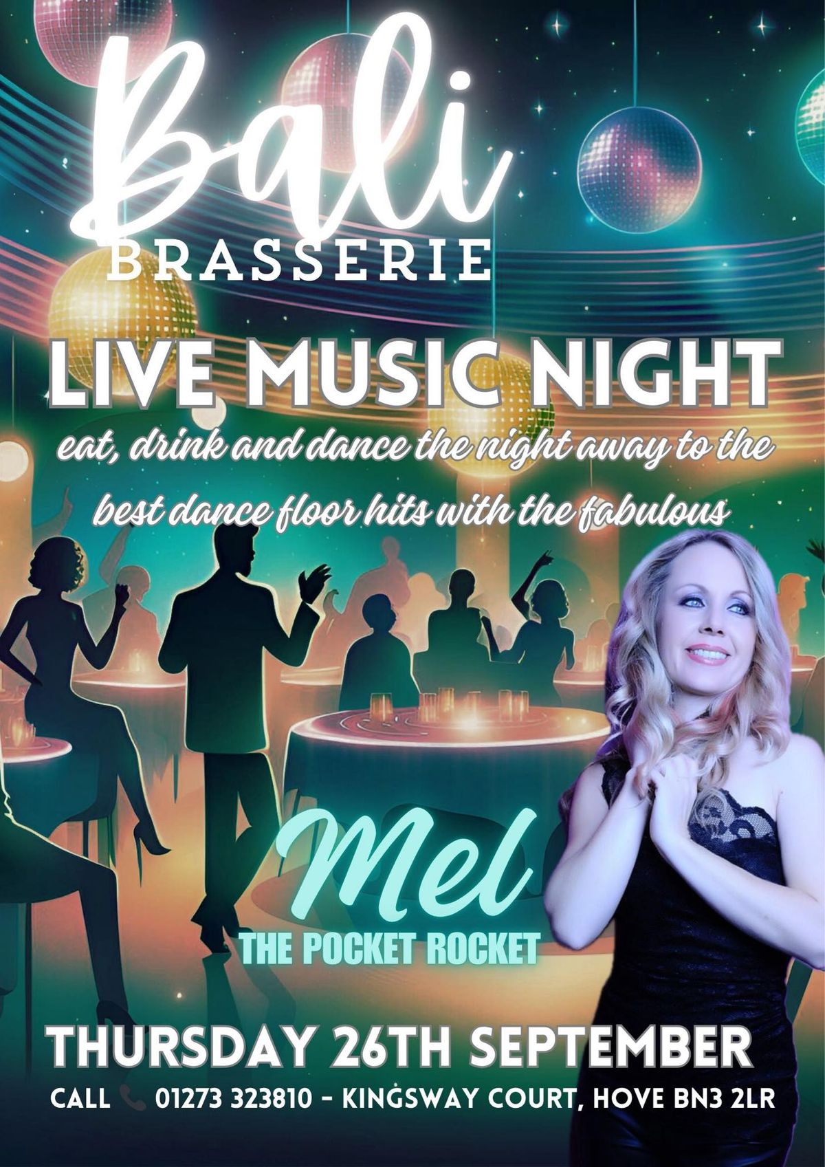 LIVE MUSIC - MEL \u2013 THE POCKET ROCKET PARTY NIGHT! @ BALI BRASSERIE