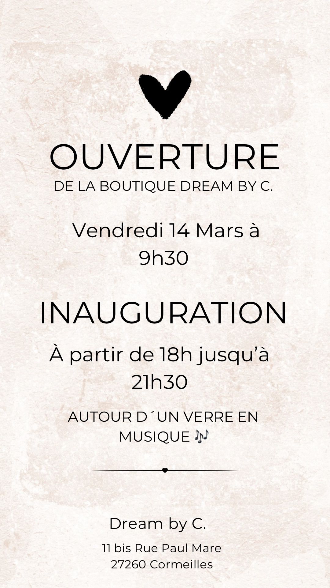 OUVERTURE ET INAUGURATION DE LA BOUTIQUE DREAM BY C. 