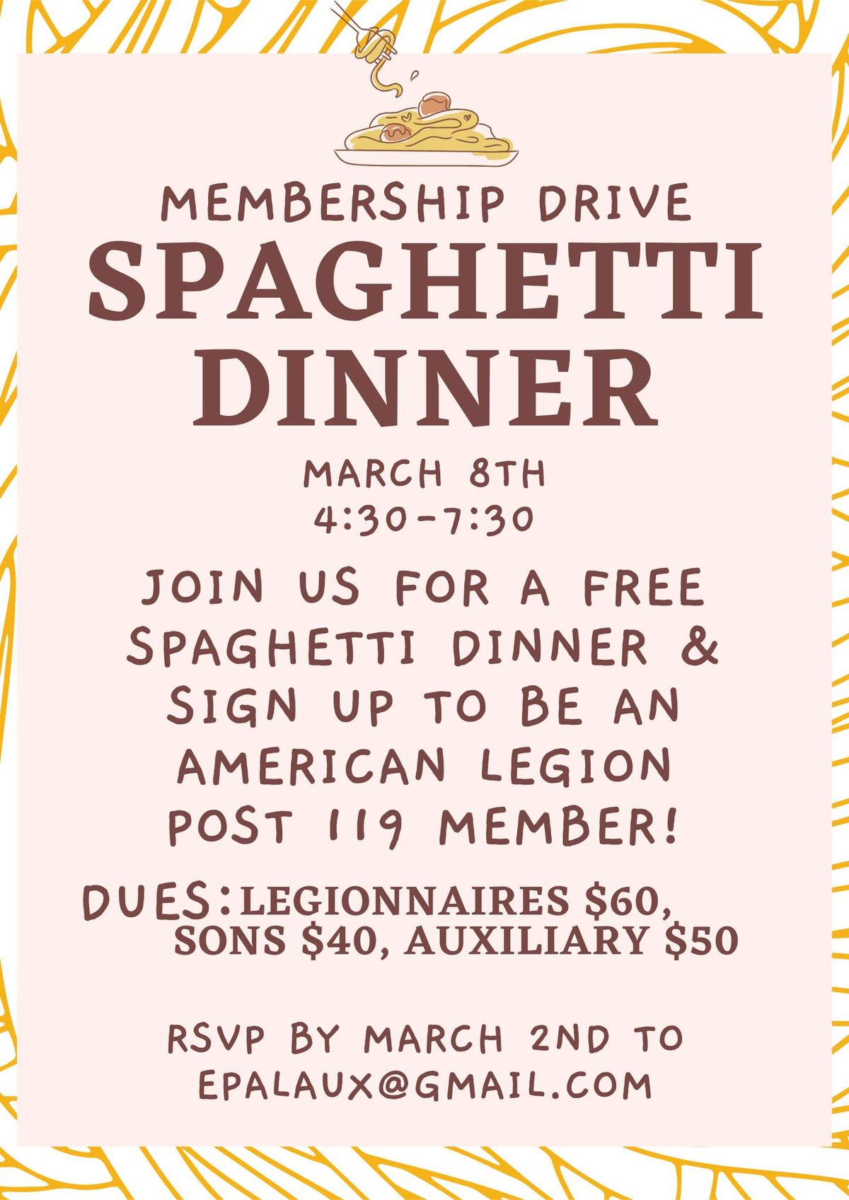 Membership Drive Spaghetti Dinner