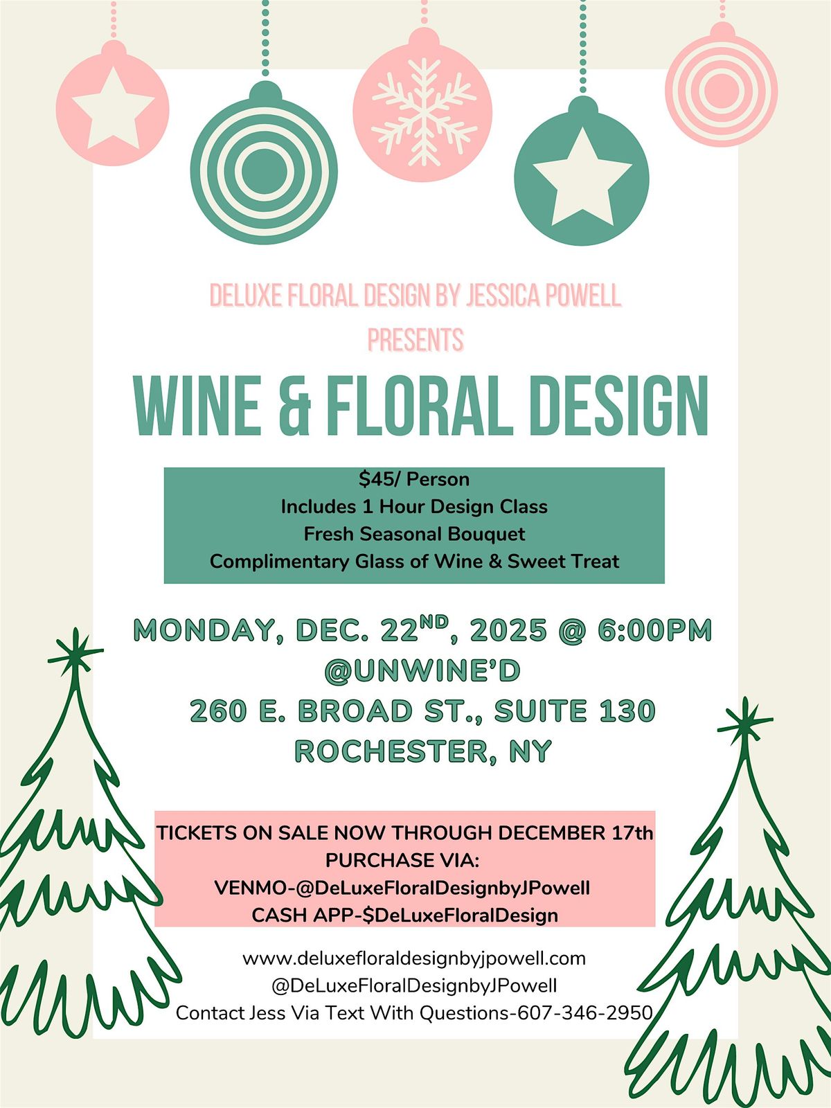 Christmas Wine + Floral Design