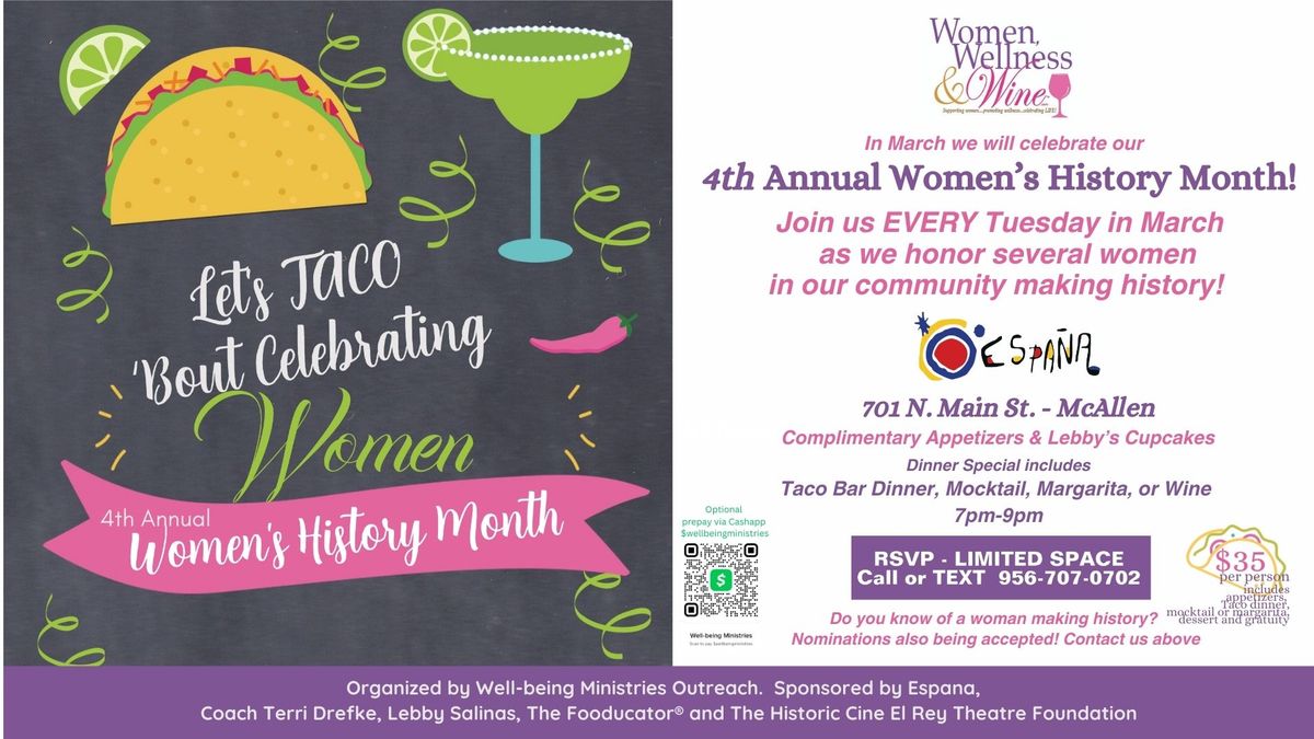 Women, Wellness & Wine | Every Tues in March | 4th Annual Women's History Month