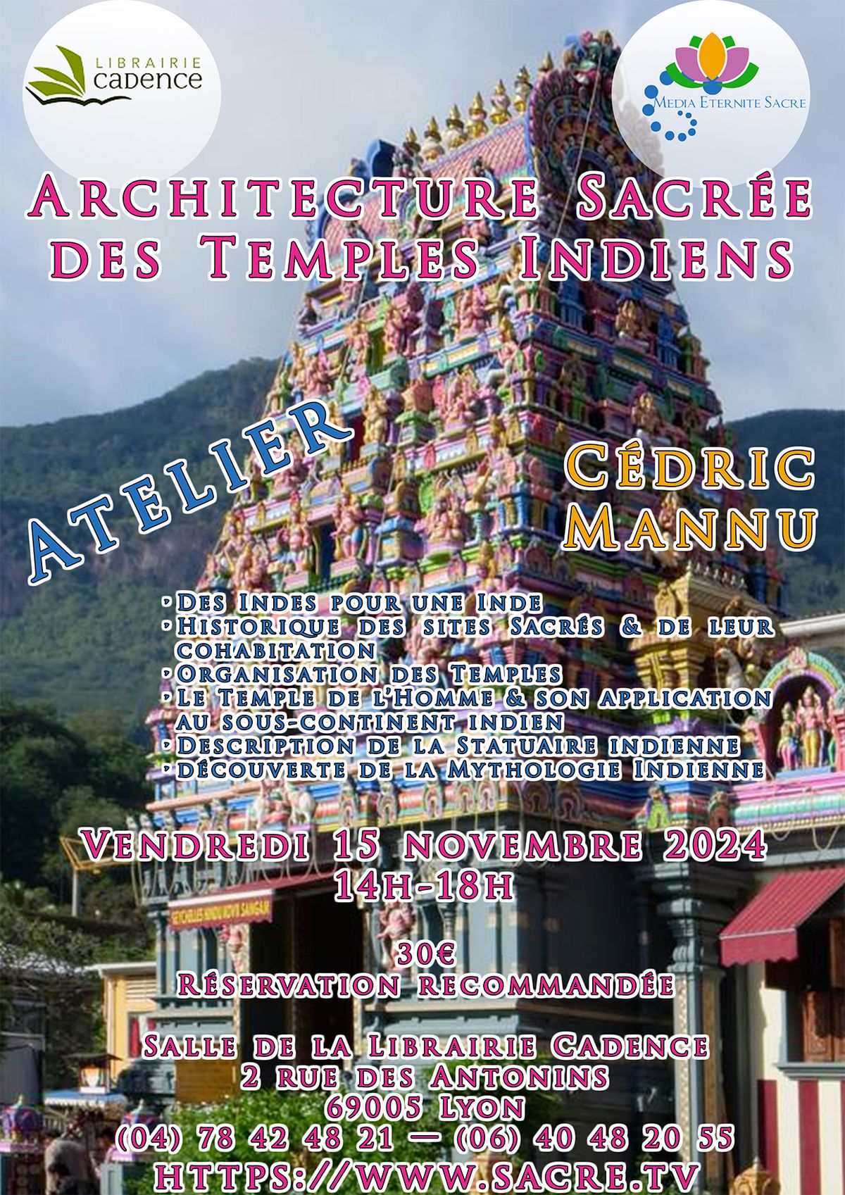 Atelier Architecture sacr\u00e9e des Temples Indiens- avec C\u00e9dric Mannu