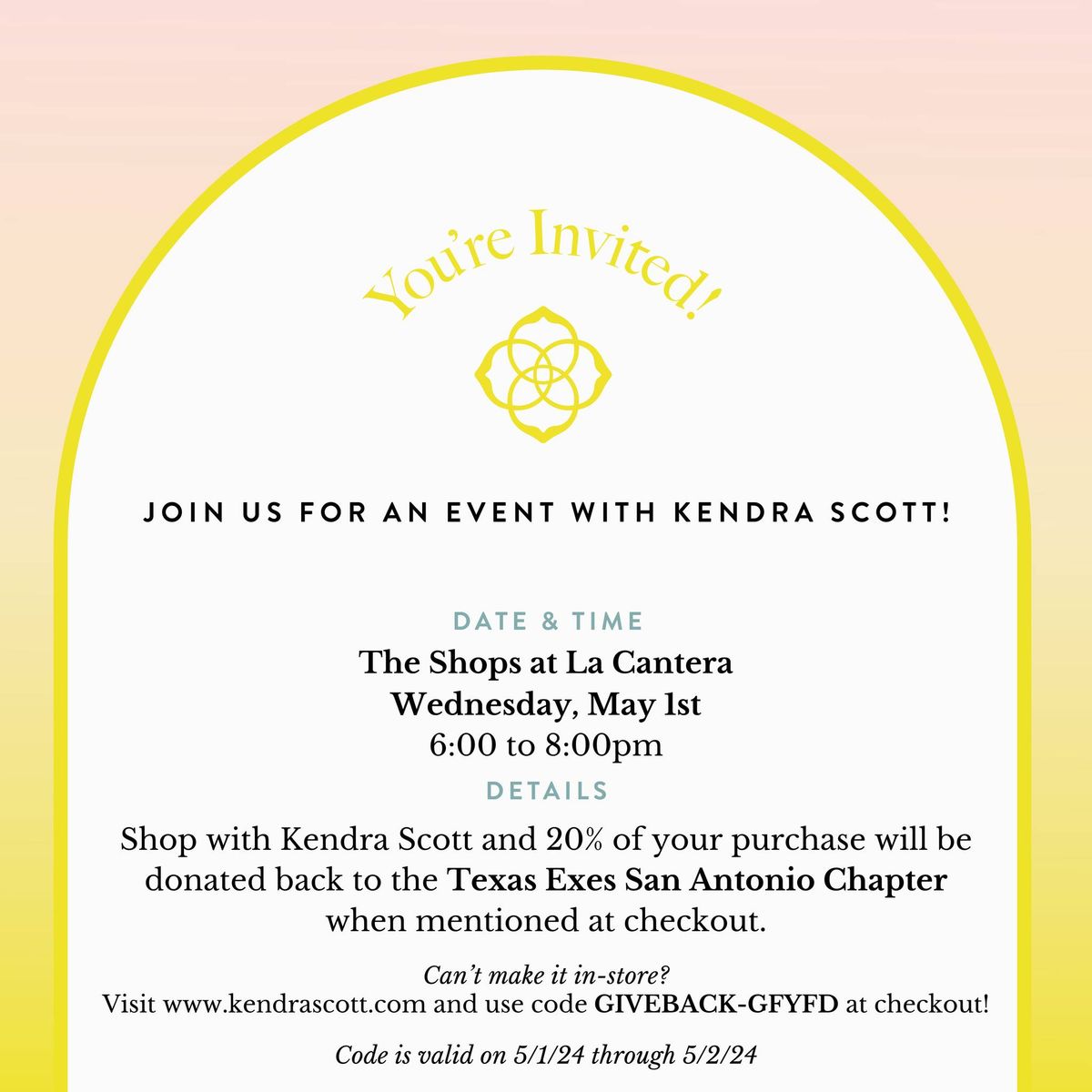 Kendra Gives Back: Shopping with the San Antonio Texas Exes