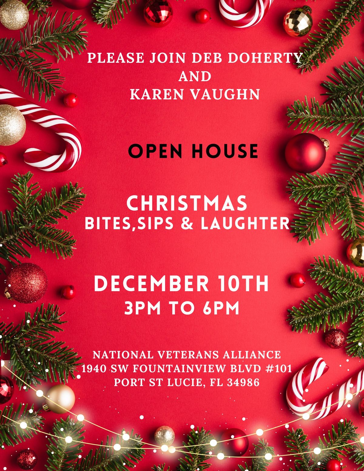 HOLIDAY OPEN HOUSE-BITES, SIPS AND LAUGHTER