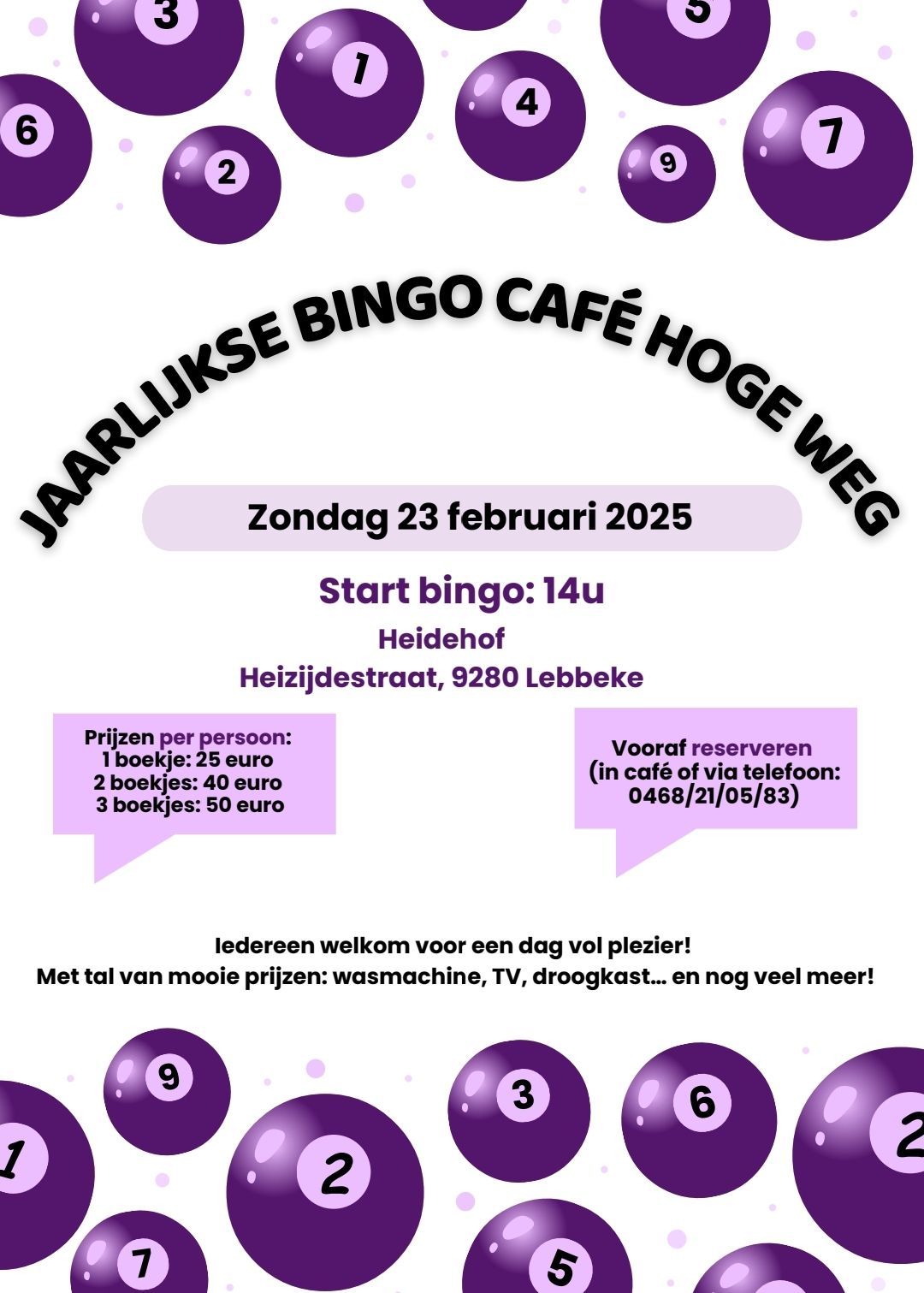 Jaarlijkse bingo caf\u00e9 Hoge Weg