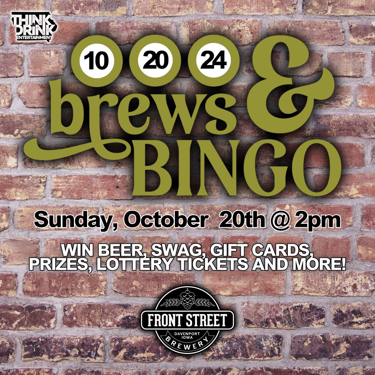 BREWS & BINGO SUNDAY FUN DAY (Old School Bingo) @ Front Street Brewery \/ Sun Oct 20th @ 2pm