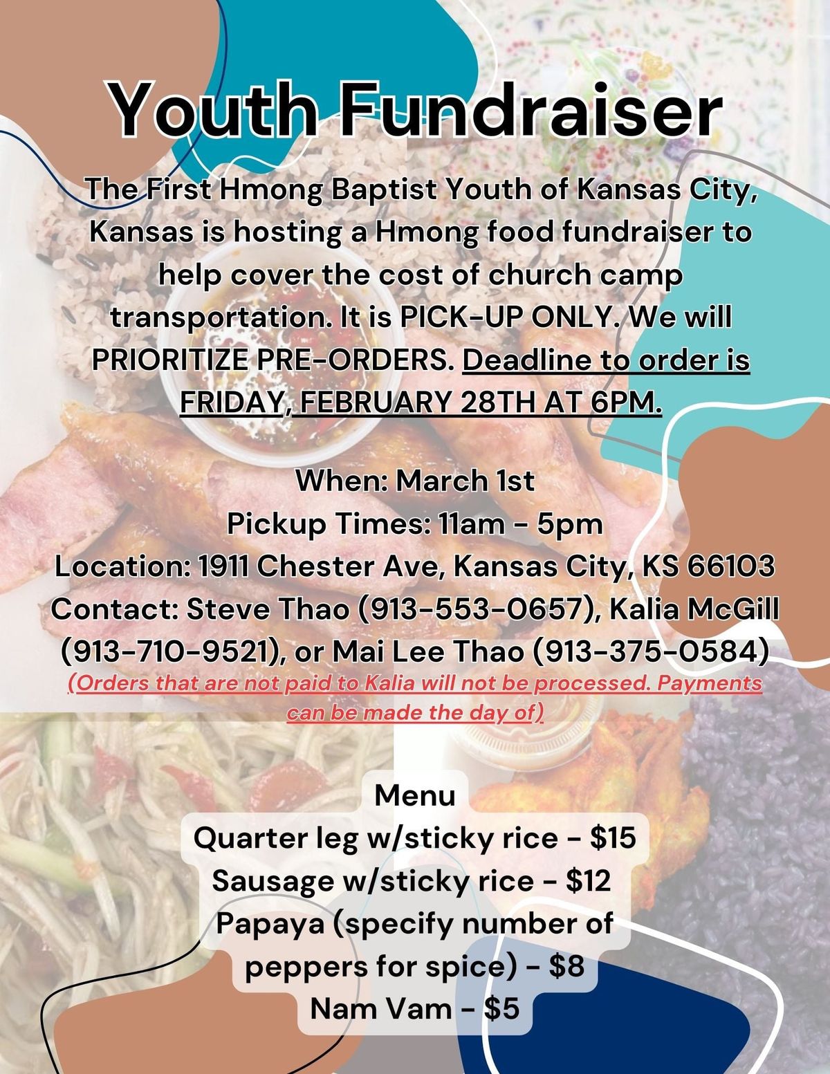 First Hmong Baptist KC Youth Food Fundraiser