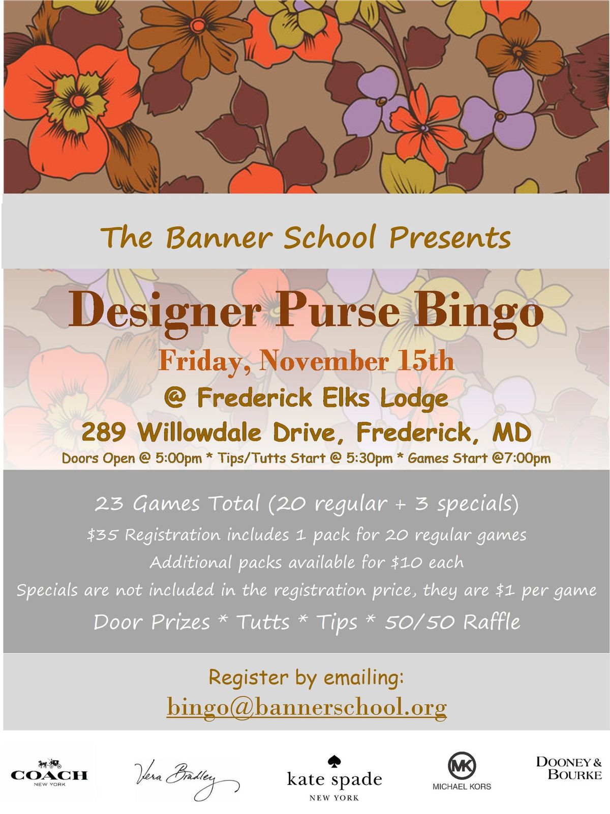 Designer Purse Bingo presented by The Banner School