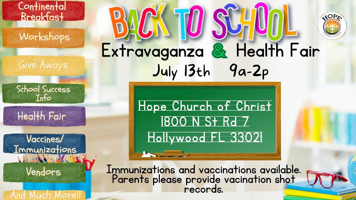 Hope Church of Christ's Back-to-School Extravaganza & Health Fair