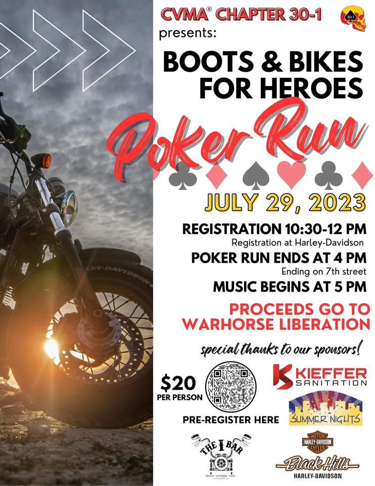 7th Annual Boots and Bikes for Heroes Poker Run