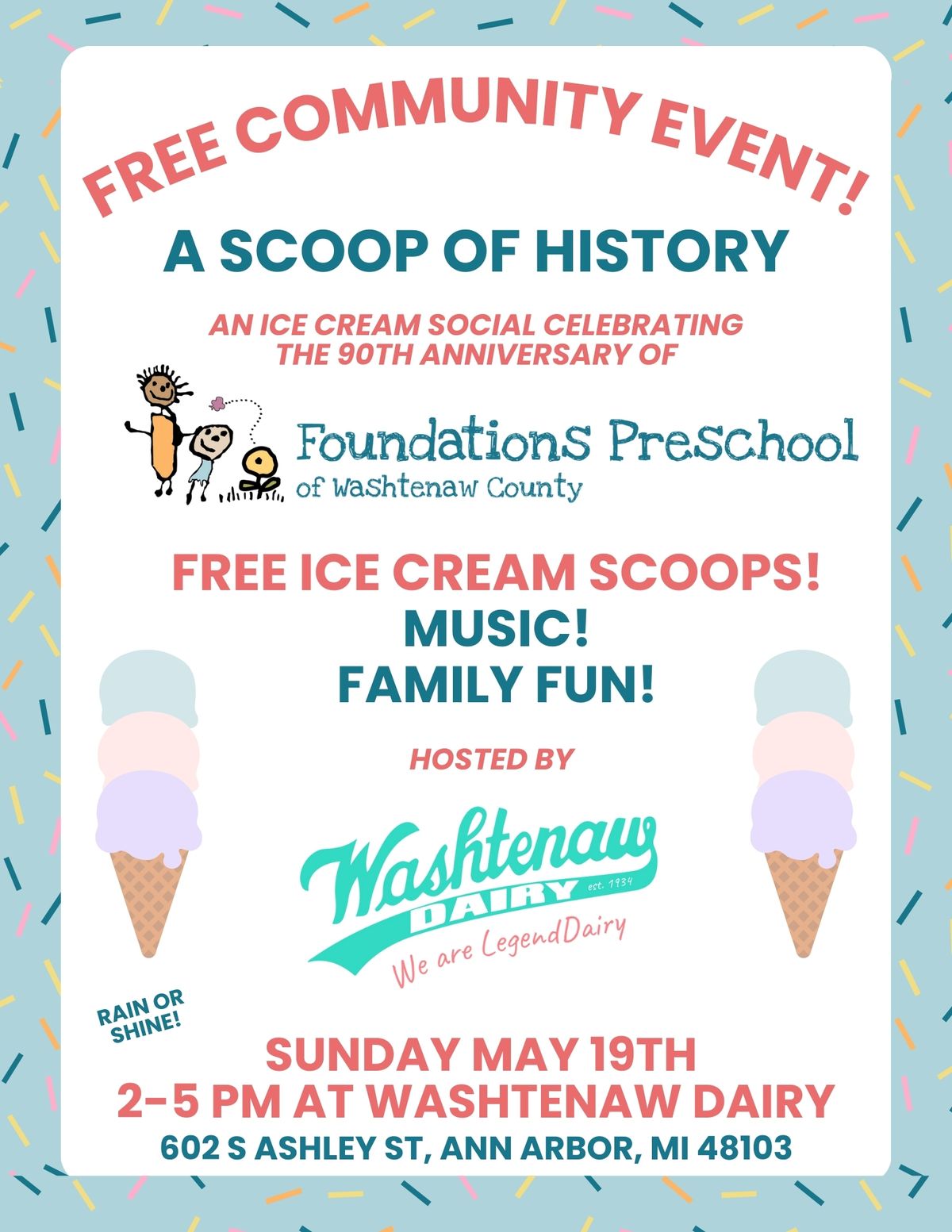 A SCOOP OF HISTORY Celebrating 90 Years of Foundations Preschool of Washtenaw County!