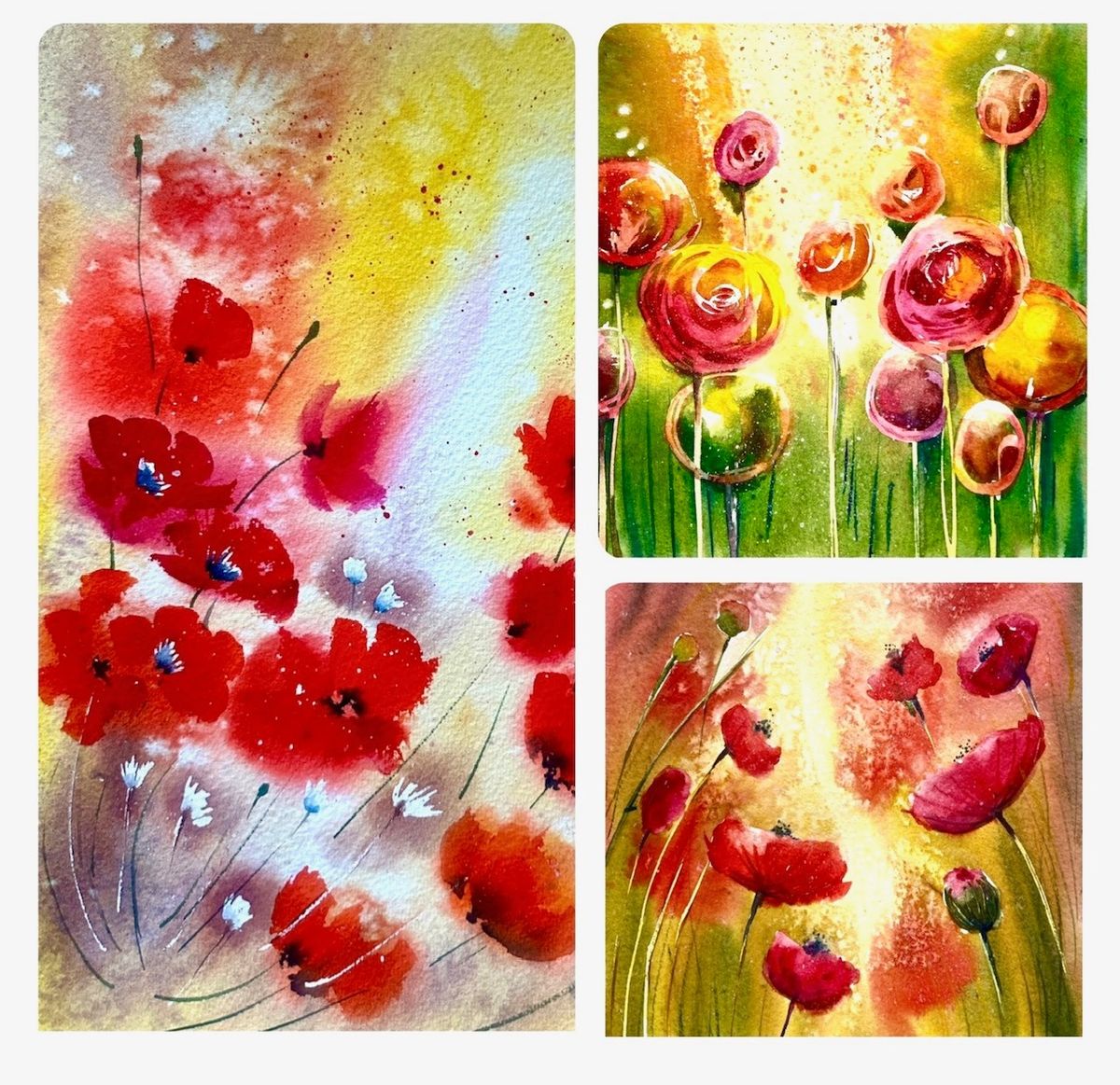 Paint flowers in watercolours with artist Karin Christensen on Sunday March 30th, 2025 10.30 - 3.30