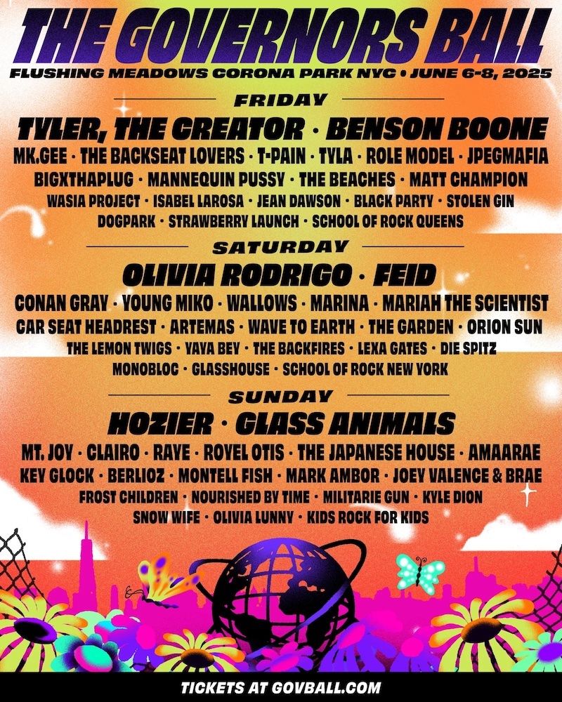 Governors Ball 2025 - Sunday - Hozier, Glass Animals & Mt. Joy Tickets