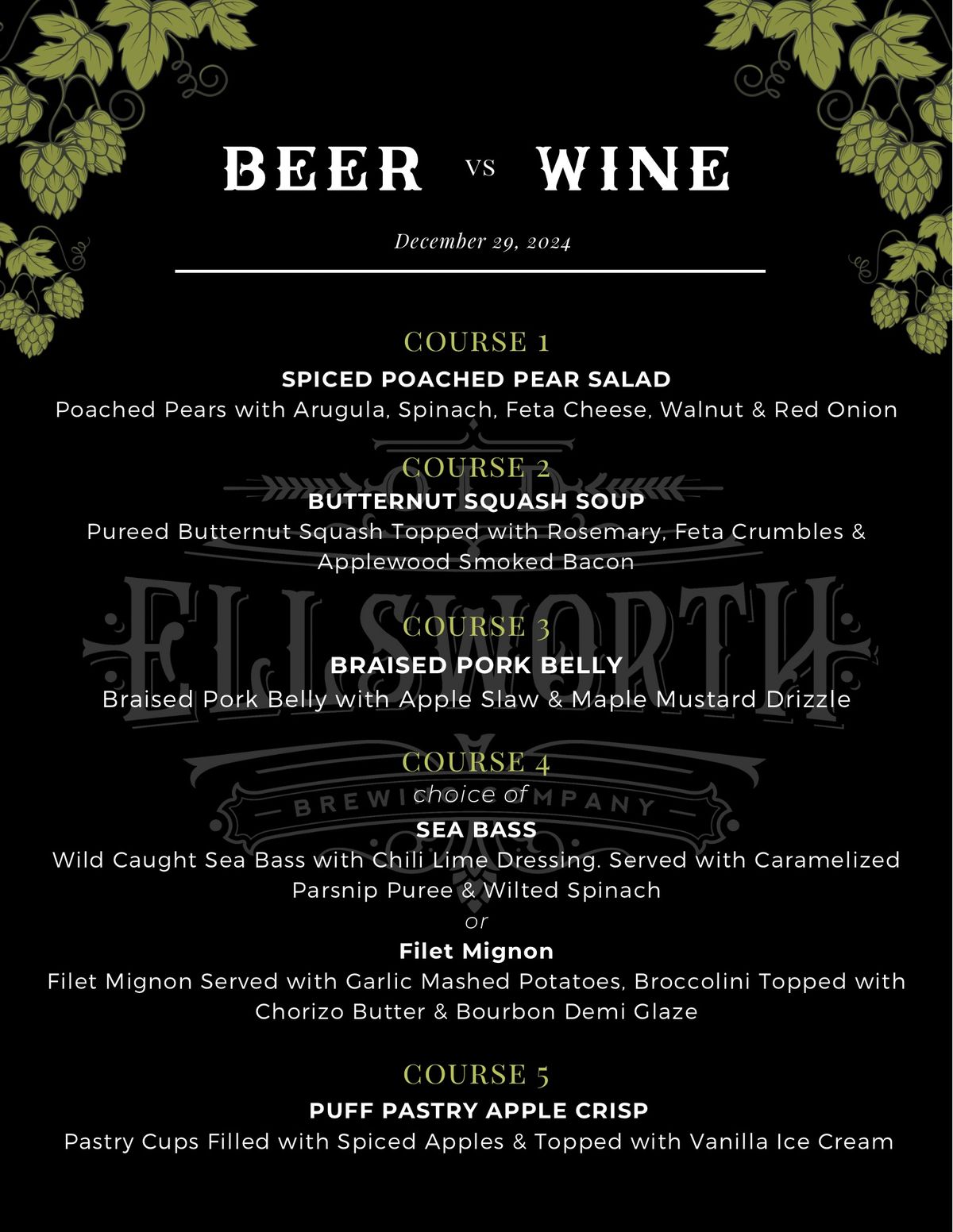 BEER vs WINE Pairing Dinner