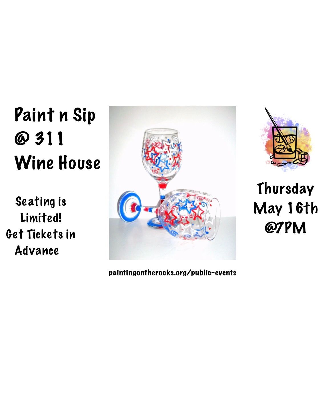 Patriotic Painted Wine Glasses @ 311 Wine House!