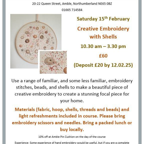 Creative Embroidery with Shells Workshop