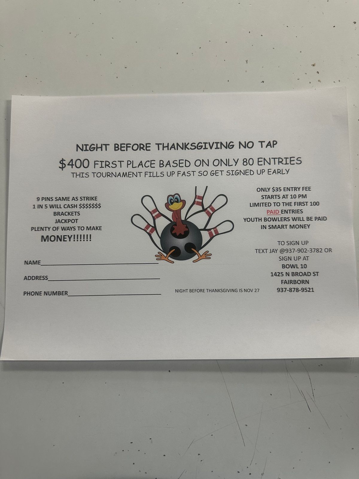 Night Before Thanksgiving No Tap