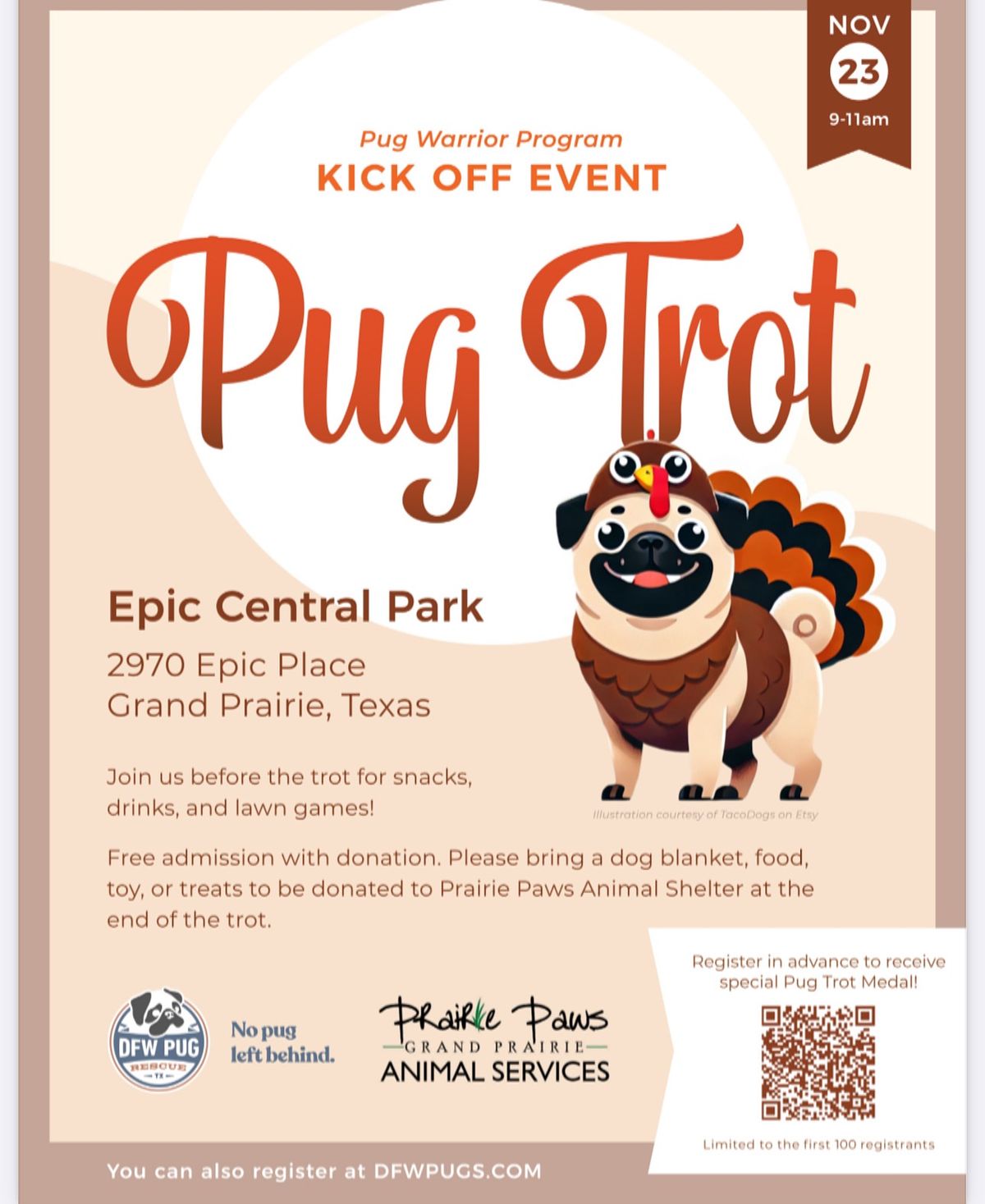 DFWPRC Pug Trot: Pug Warrior Program Kick Off Event!