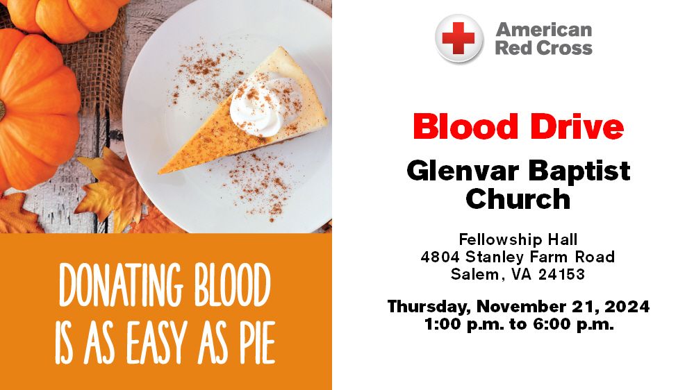 Red Cross Blood Drive - Glenvar Baptist Church