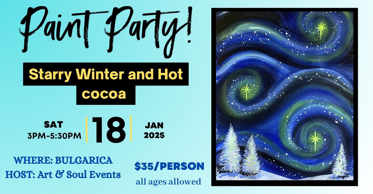 Starry Winter Paint Party with Hot Cocoa 