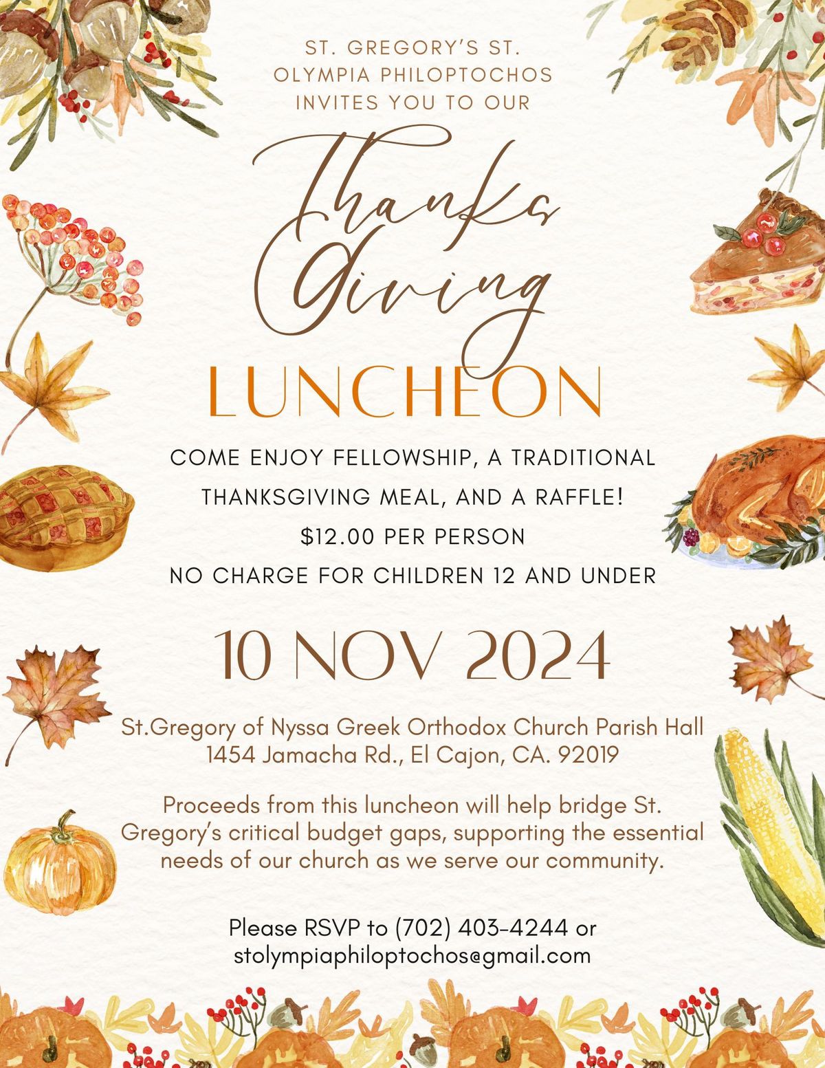 St. Olympia Philoptochos Thanksgiving Luncheon