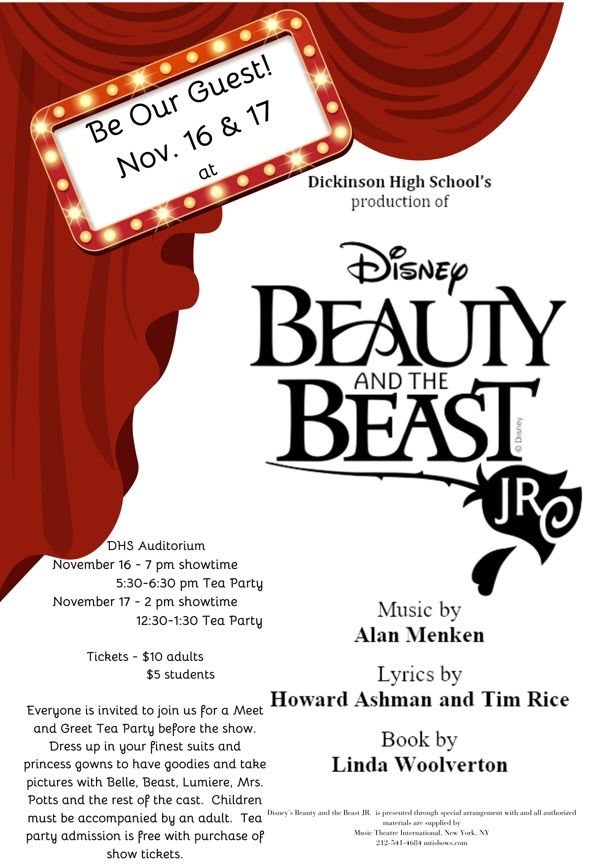 Dickinson High School presents Disney\u2019s Beauty and the Beast. 