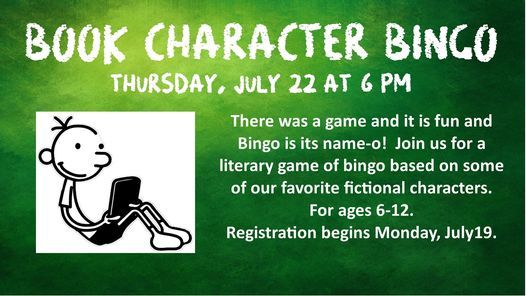 Book Character Bingo Canal Fulton Public Library 22 July 21 Book Character Bingo Canal Fulton Public Library 22 July 21