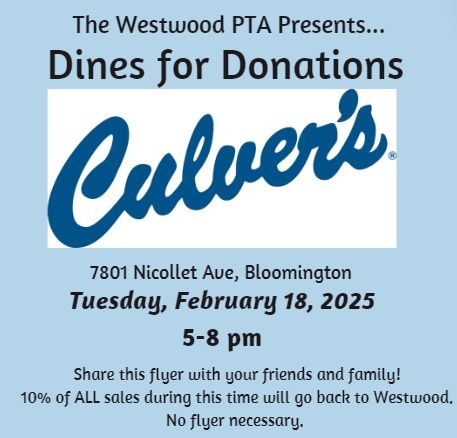 Westwood Dines for Donations at Culver\u2019s