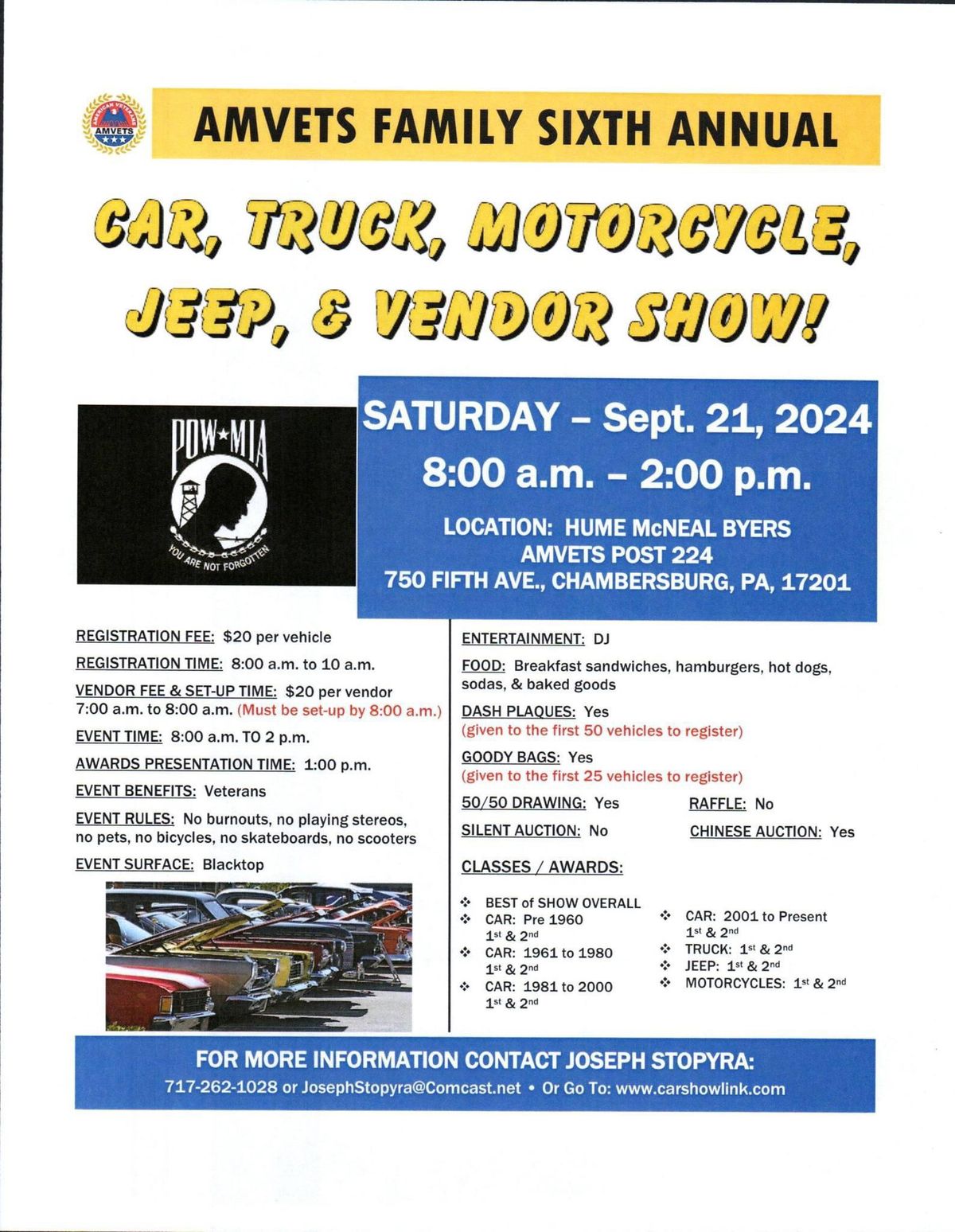 Amvets family sixth annual car show