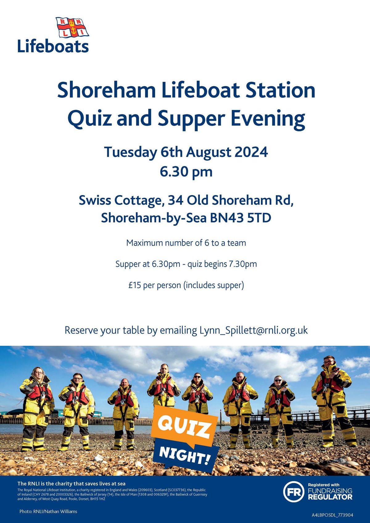 Shoreham Lifeboat Station Quiz and Supper Evening 