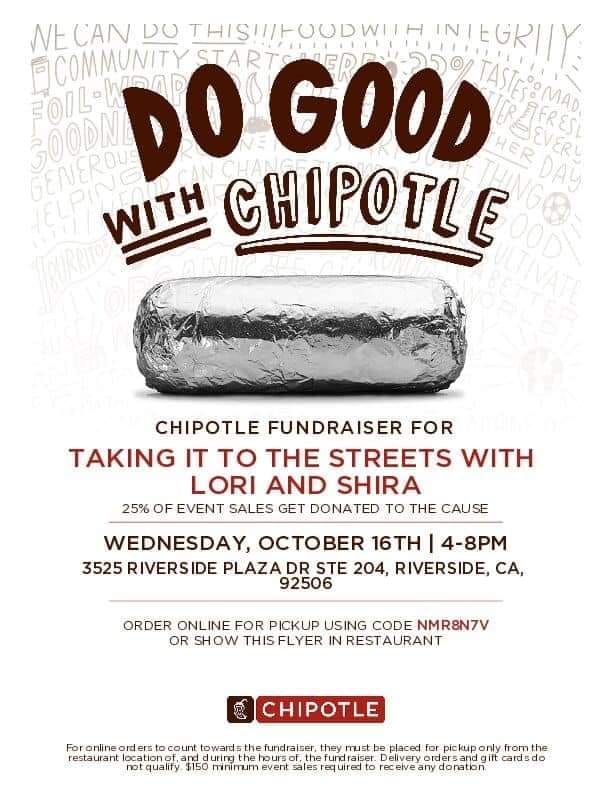 Taking It To The Streets with Lori and Shira Chipotle Fundraiser